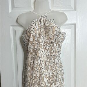 Lulu's Strapless Cream Lace Dress L Elegant Formal